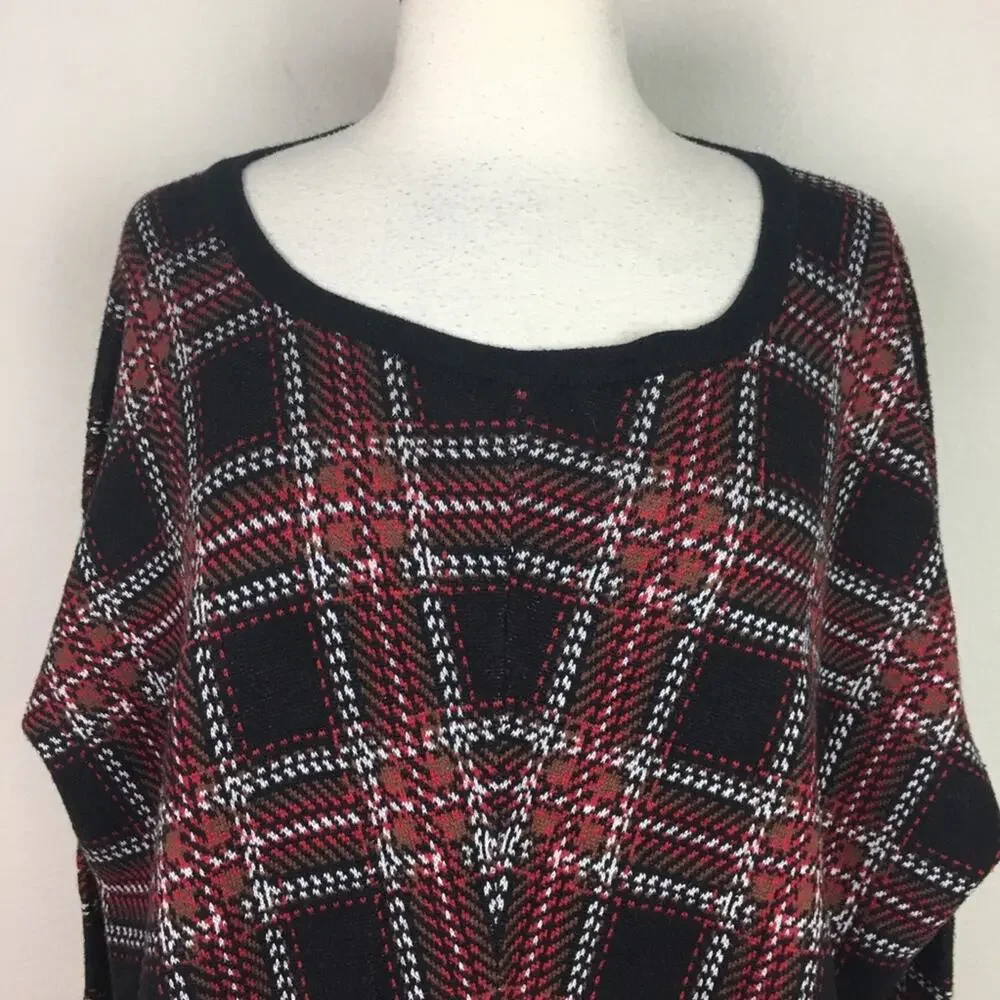 Torrid Red Black White Plaid Cropped Sweater size 2